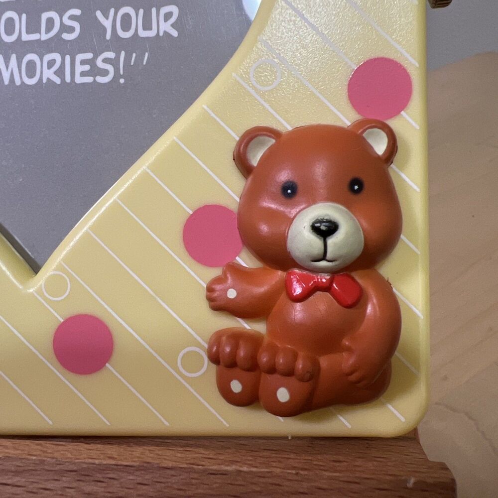 Vintage Figi Yellow Plastic Picture Frame Teddy Bear Someone Sweet & Nice